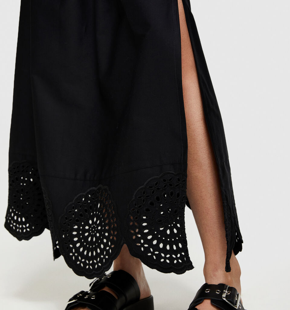 Midi skirt with lace - women's midi skirts - Black | Sisley image number 5